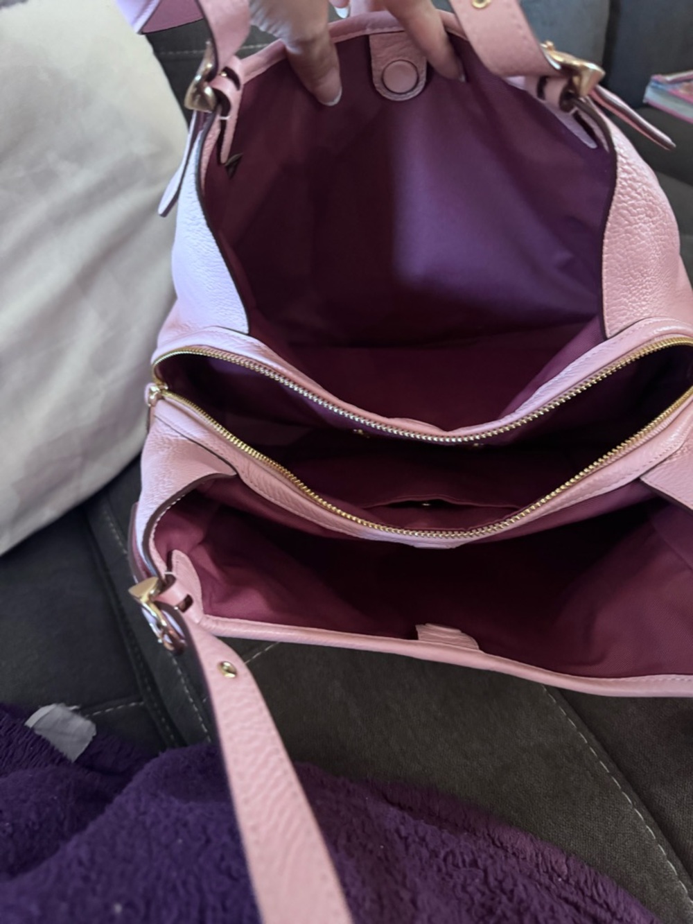 Coach Pink Pebbled Leather Double-Handle Shoulder Bag - Picture 7 of 7